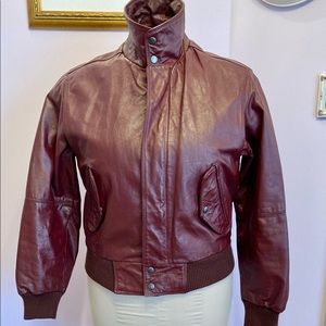 Vintage leather aviator bomber jacket coat
